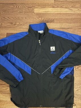 Vintage ASICS Men’s Black & Blue Lightweight Track Jacket